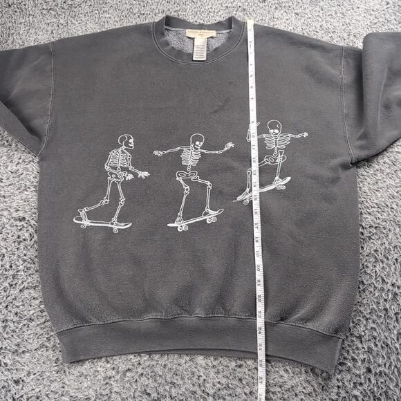 Project Social T Urban Outfitters Sweatshirt Women Medium Gray Skeleton Skaters - Picture 4 of 6